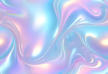 Liquid Pastel Holographic Texture with Iridescent Gloss and Smooth Flowing Waves