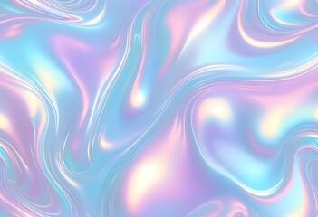Liquid Pastel Holographic Texture with Iridescent Gloss and Smooth Flowing Waves