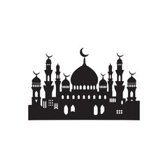 Eid Al Adha Silhouette Vector Illustration, Solid White Background.