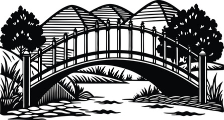 bridge over river silhouette 
