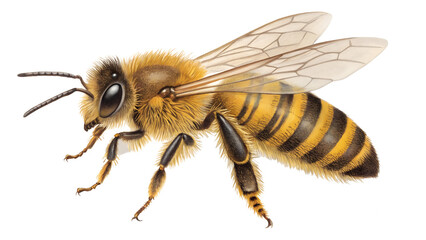 Honey bee isolated on transparent background 