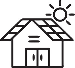 Solar Powered House Icon – Minimal Vector for Energy UI Elements