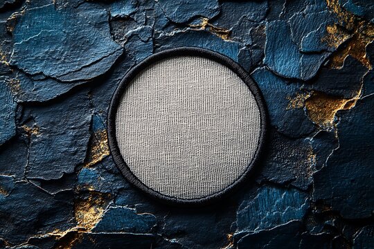 Blank round patch on dark textured background - Powered by Adobe