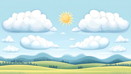 Obraz premium Sunny Day with Rolling Hills Landscape.