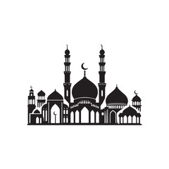 Eid Al Adha Silhouette Vector Illustration, Solid White Background.