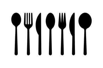 Fork Spoon Knife Icon Silhouette Kitchen Cutlery Vector Design