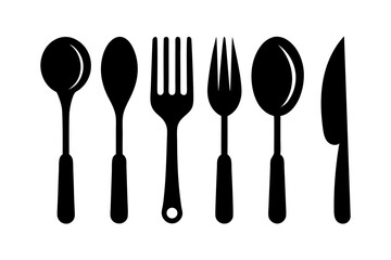 Fork Spoon Knife Icon Silhouette Kitchen Cutlery Vector Design
