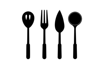 Fork Spoon Knife Icon Silhouette Kitchen Cutlery Vector Design