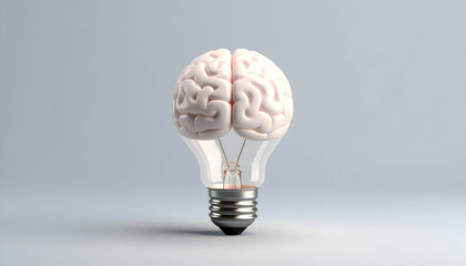 Human Brain Inside Light Bulb Innovative Ideas Concept