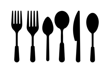 Fork Spoon Knife Icon Silhouette Kitchen Cutlery Vector Design