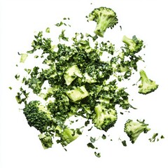 Broccoli Florets Scattered On White Surface