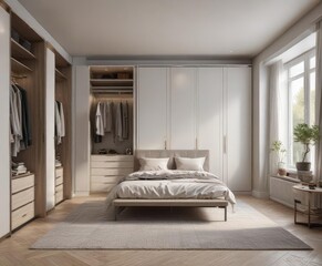Spacious contemporary bedroom & walk-in closet, elegant design ,  style,  luxury bedroom