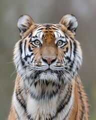 Fototapeta premium Intense close-up of a tiger staring at the camera
