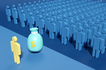 One Seller, Many Buyers: A Visual Metaphor for High‑Demand Sales and Market Competition 3D render