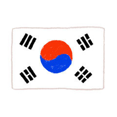 韓国の国旗　クレヨンタッチ