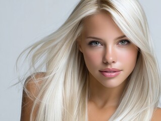 Naklejka premium A beautiful blonde woman with long, flowing hair