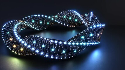 Colorful LED light display in a twisting, abstract shape - Powered by Adobe