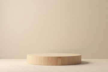 Simple Wooden Round Platform on Neutral Background, Perfect for Product Displays and Minimalist Designs