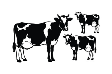Cow Silhouette Vector Set Farm Animal Design