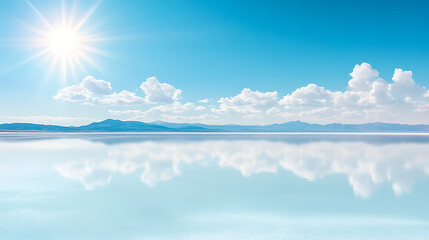 Obraz premium Sunlit Salt Flat Reflection.