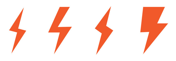 Lightning icon set. electric icon vector. power icon. energy sign. Set lightning bolt. Thunderbolt flat style.