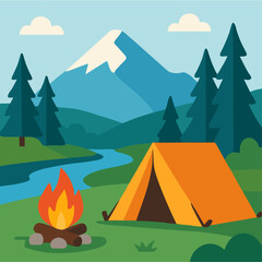 camping in the mountains