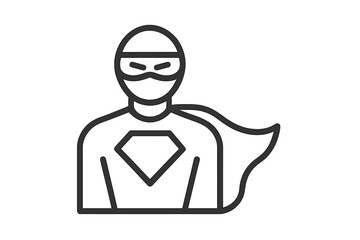 Vector illustration of a superhero in a dynamic pose with a cape, showcasing strength and bravery in a minimalist style
