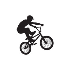 Naklejka premium silhouette of a person playing bmx, editable vector image