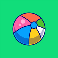 Rubber Beach Ball on Sandy Shore Under Clear Sky