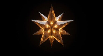 Ornate, glowing star shape on a black background