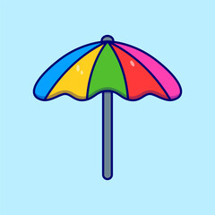 Colorful Beach Umbrella on Sand &ndash; Summer Holiday Illustration