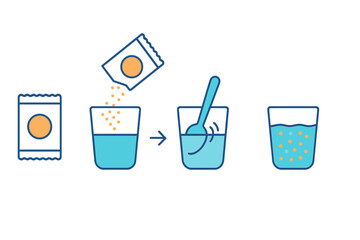 Step-by-step guide for preparing a refreshing beverage with powder and water in a glass