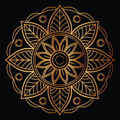 Elegant Gold Mandala Design on Black Background