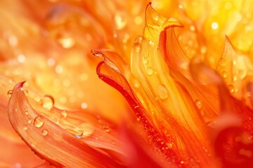 Close-up of vibrant orange flower petals with water droplets.