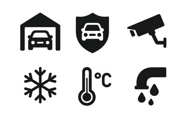 Vector illustration showcasing various automotive and environmental elements related to vehicle care and maintenance activities