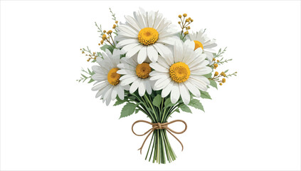 Fototapeta premium A white bouquet of daisies and camomiles, a floral bunch blooming with summer beauty