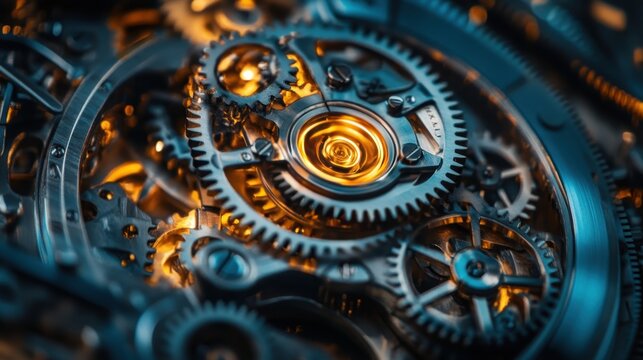Intricate gears and mechanisms showcase craftsmanship in a close-up view of a vintage clock at midday