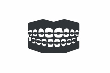 Stylized Illustration of a Dental Model Showcasing Braces and Teeth Alignment Features