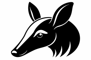 aardvark head silhouette line art vector illustration with a white background