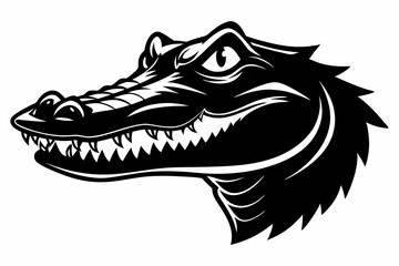 Fototapeta premium alligator head silhouette line art vector illustration with a white background