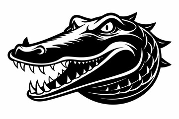 Naklejka premium alligator head silhouette line art vector illustration with a white background