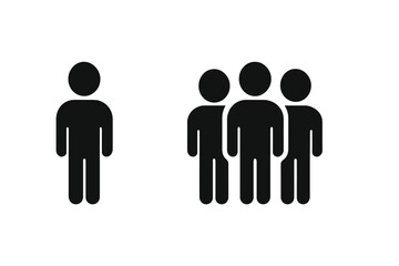 Individual and group of people icons representing social interaction and relationships in vector design