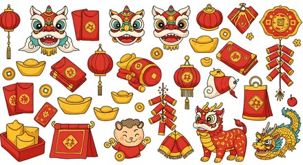 Fototapeta premium Lunar New Year's Delightful Doodle