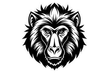 Fototapeta premium baboon head silhouette line art vector illustration with a white background