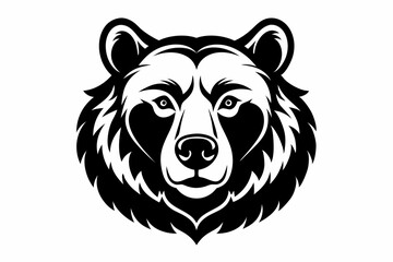 bear head silhouette line art vector illustration with a white background