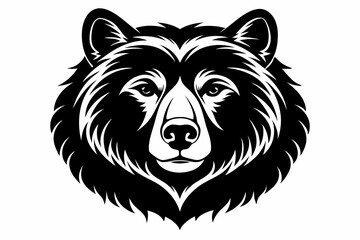 bear head silhouette line art vector illustration with a white background