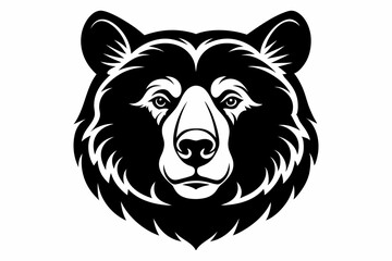 bear head silhouette line art vector illustration with a white background