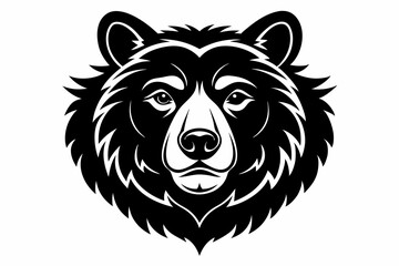 bear head silhouette line art vector illustration with a white background