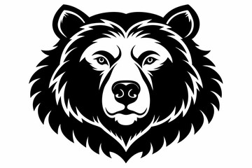 bear head silhouette line art vector illustration with a white background