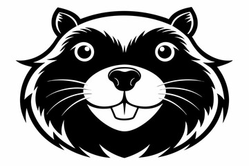 beaver head silhouette line art vector illustration with a white background
